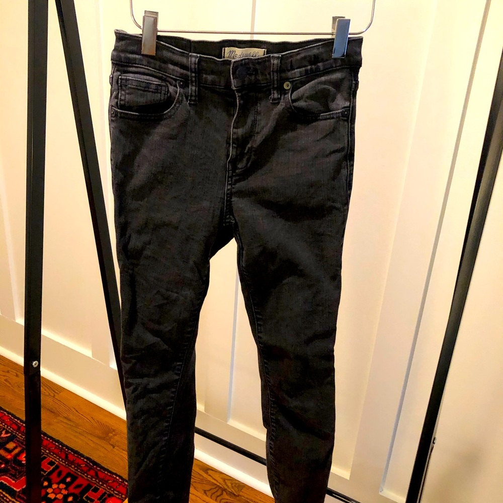 Madewell skinny high rise faded black jeans